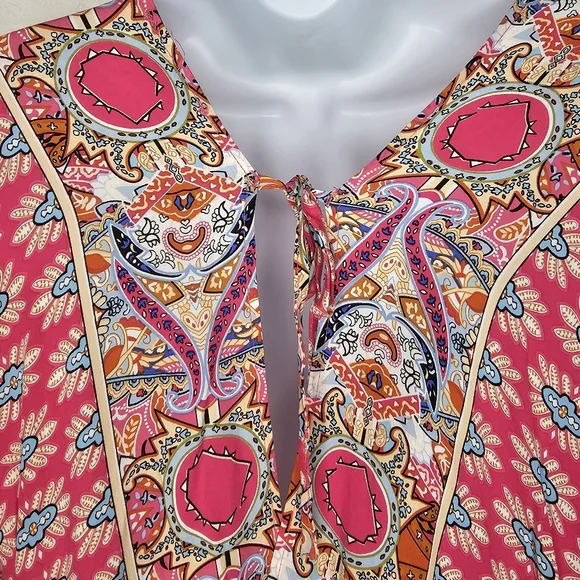 Vibrant Pink Paisley Midi Dress Cover Up - Picture 8 of 14